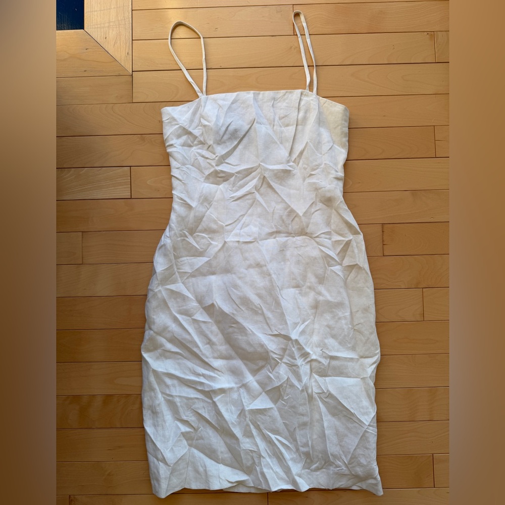 Ralph Lauren Collection Classics White Linen Mini Dress Sz 2 Spaghetti Strap NWT